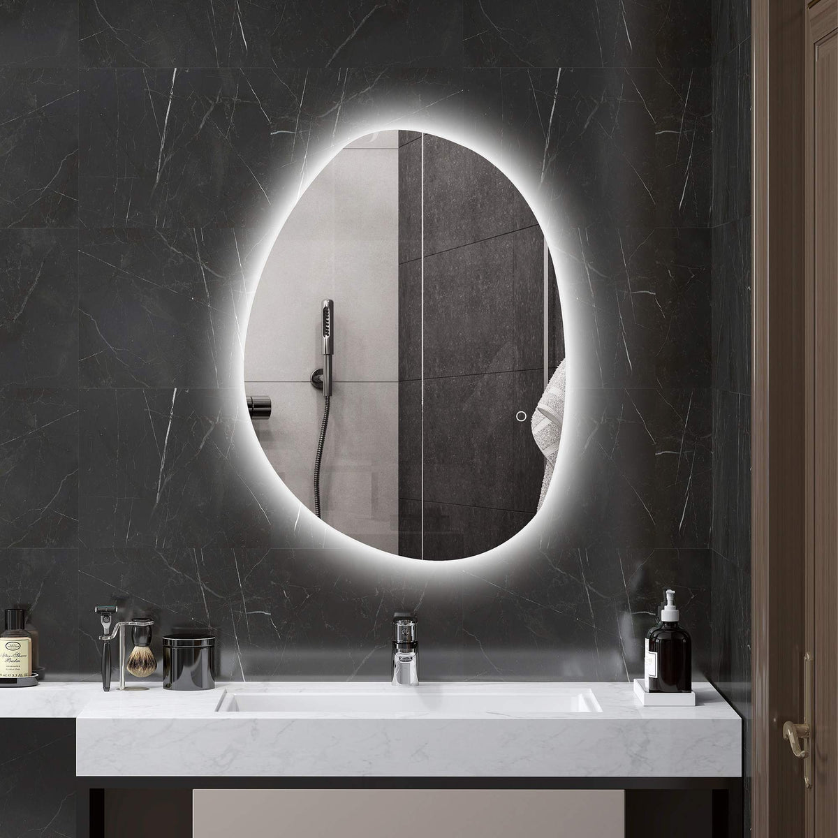 LED-badrumsspegel, justerbart ljus och färg, 80x60 cm