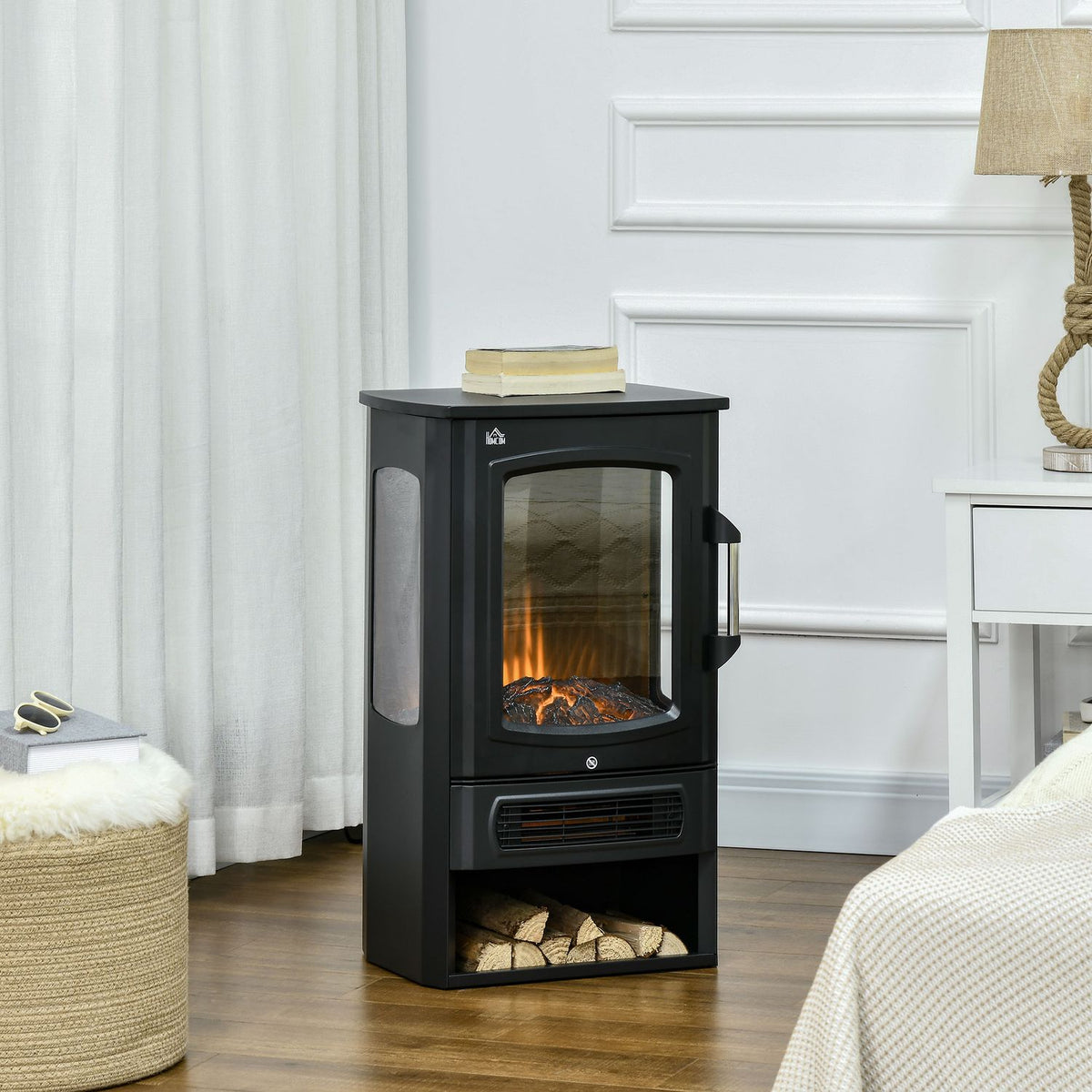 Poêle chauffant électrique LED avec effet flamme, 2 niveaux de chauffage