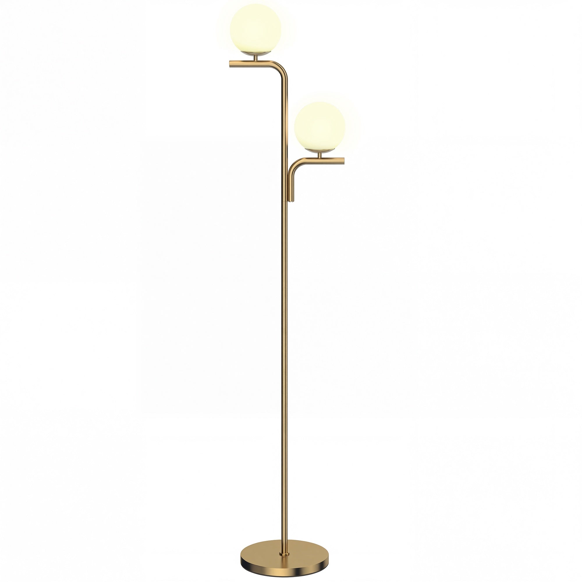 LED-golvlampa, 3 färgtemperaturer, glaskulor, guld