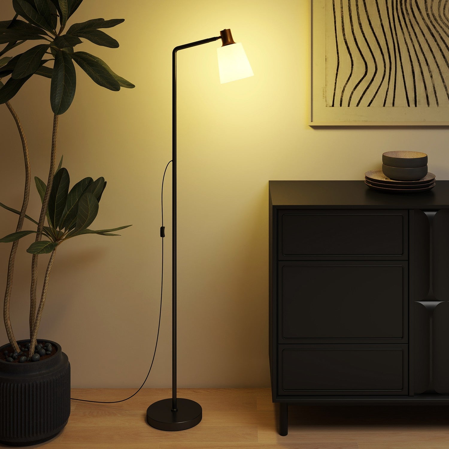 LED-golvlampa, justerbart huvud, 3 färgtemperaturer