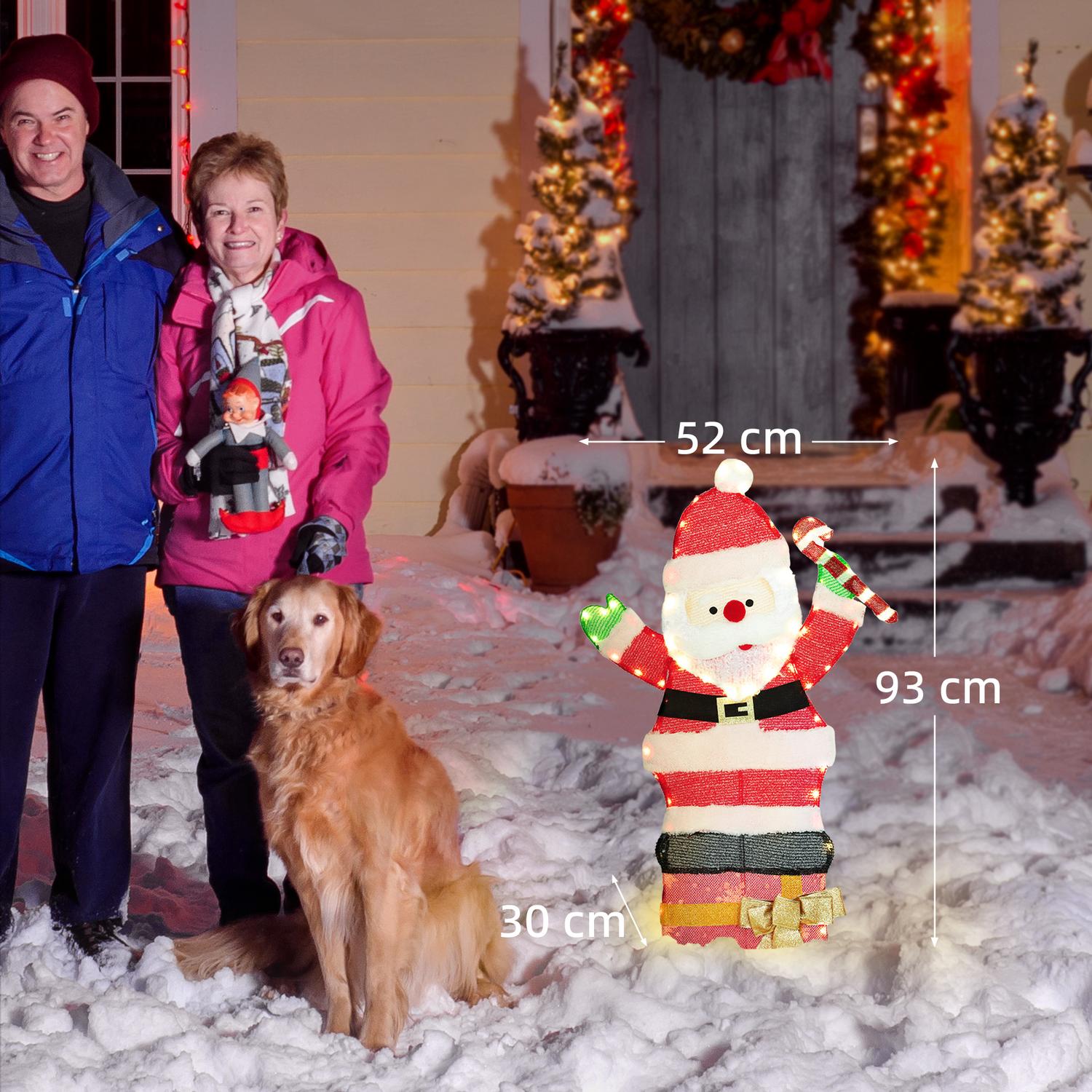 LED-juldekoration med tomtemotiv, 97 varmvita lampor, 93 cm