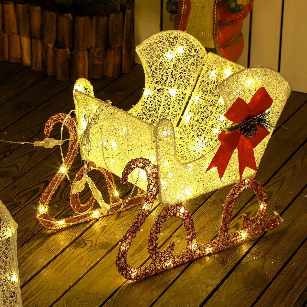LED-ren- och slädedekoration, 170 vita lampor