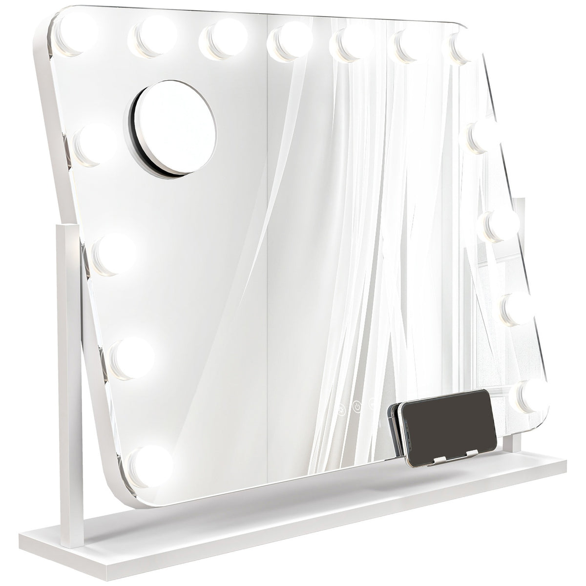 LED sminkspegel – 3 ljuslägen, dimbar, USB, 62,5 x 49,5 cm