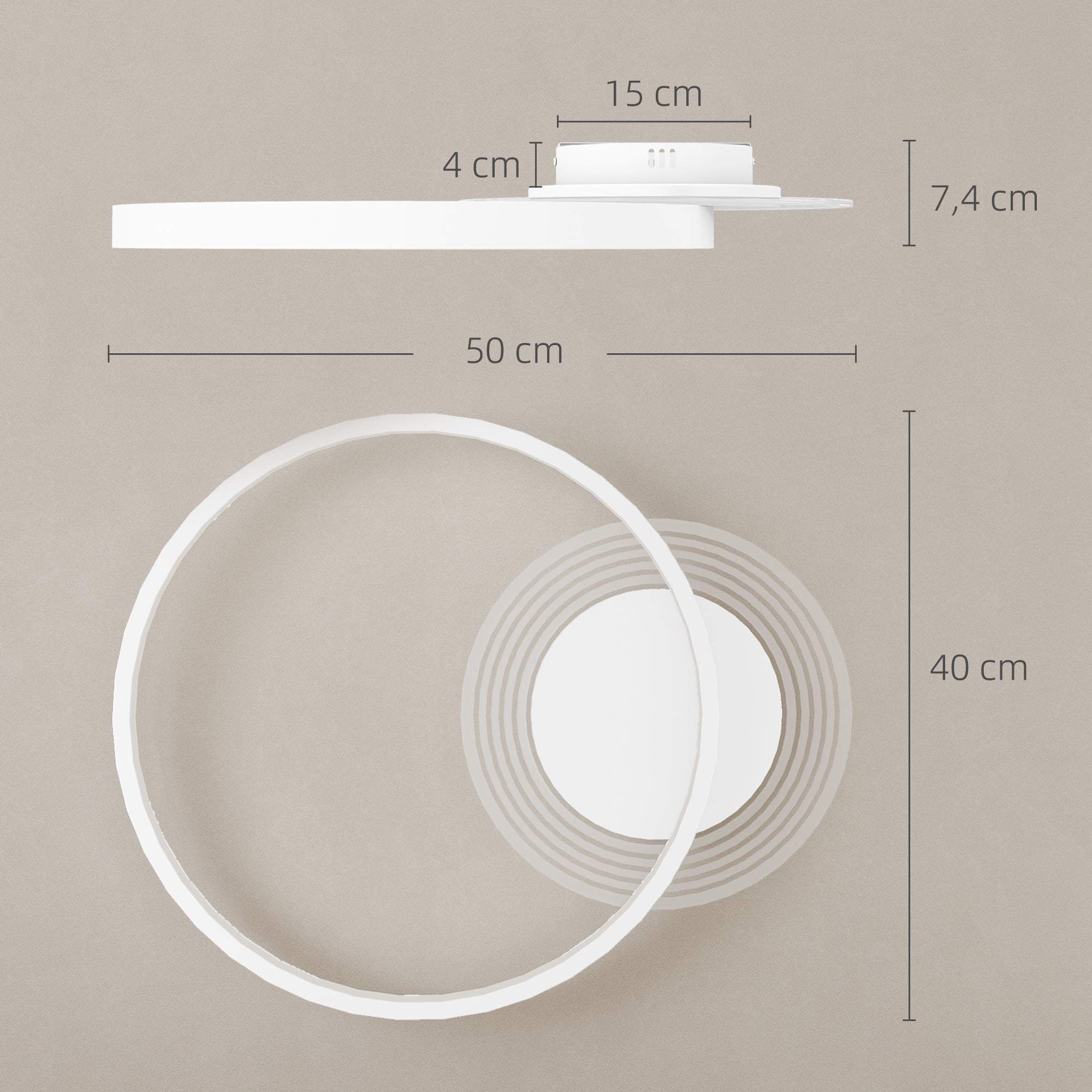 LED-taklampa, justerbar färgtemperatur, 30W, vit