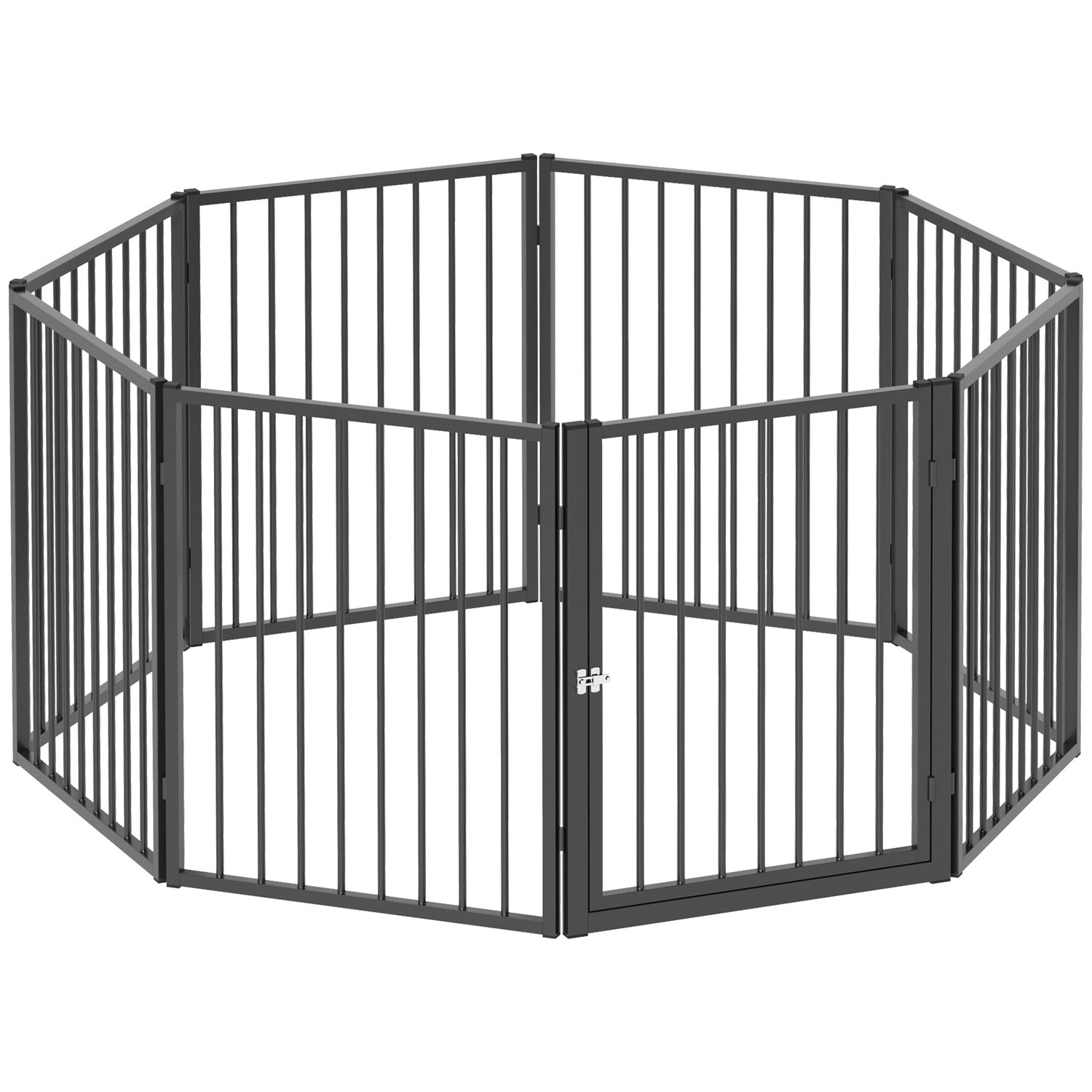 Lekhage för husdjur, inomhus/utomhus, 8 paneler, stål, svart