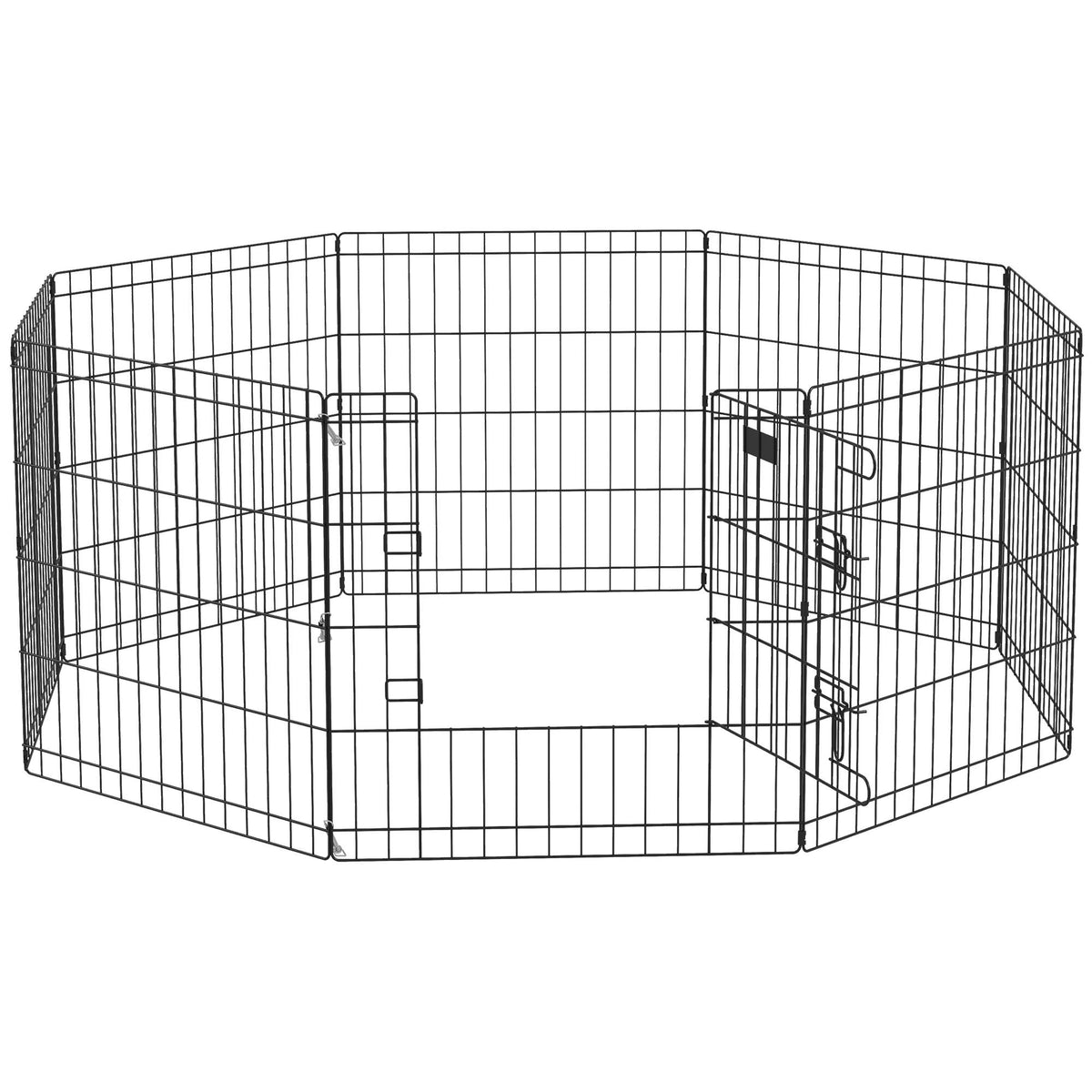 Lekhage för husdjur med dörr, inomhus/utomhus, metall, 61 cm, svart
