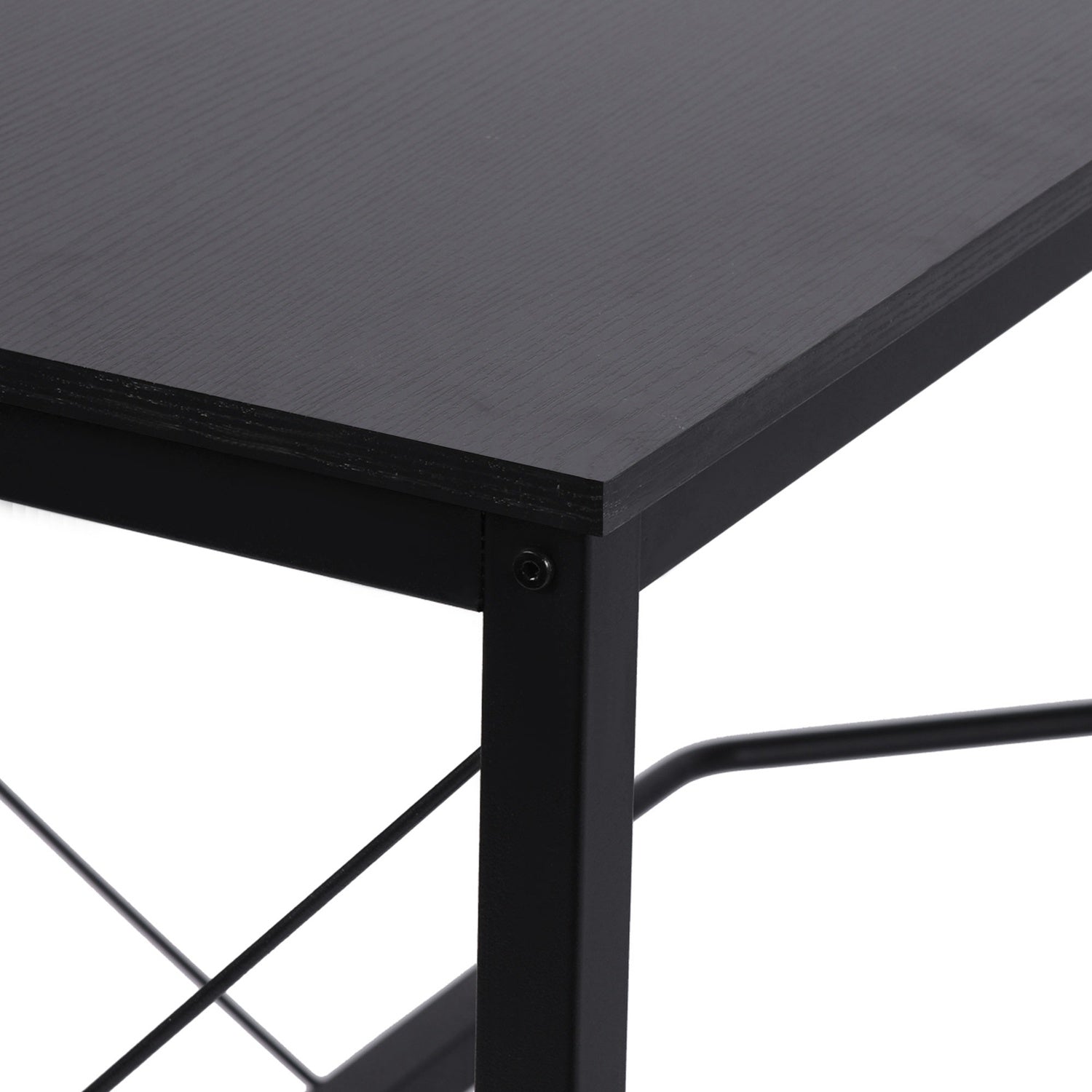 L-format hörnskrivbord, svart MDF, 150x150x76 cm