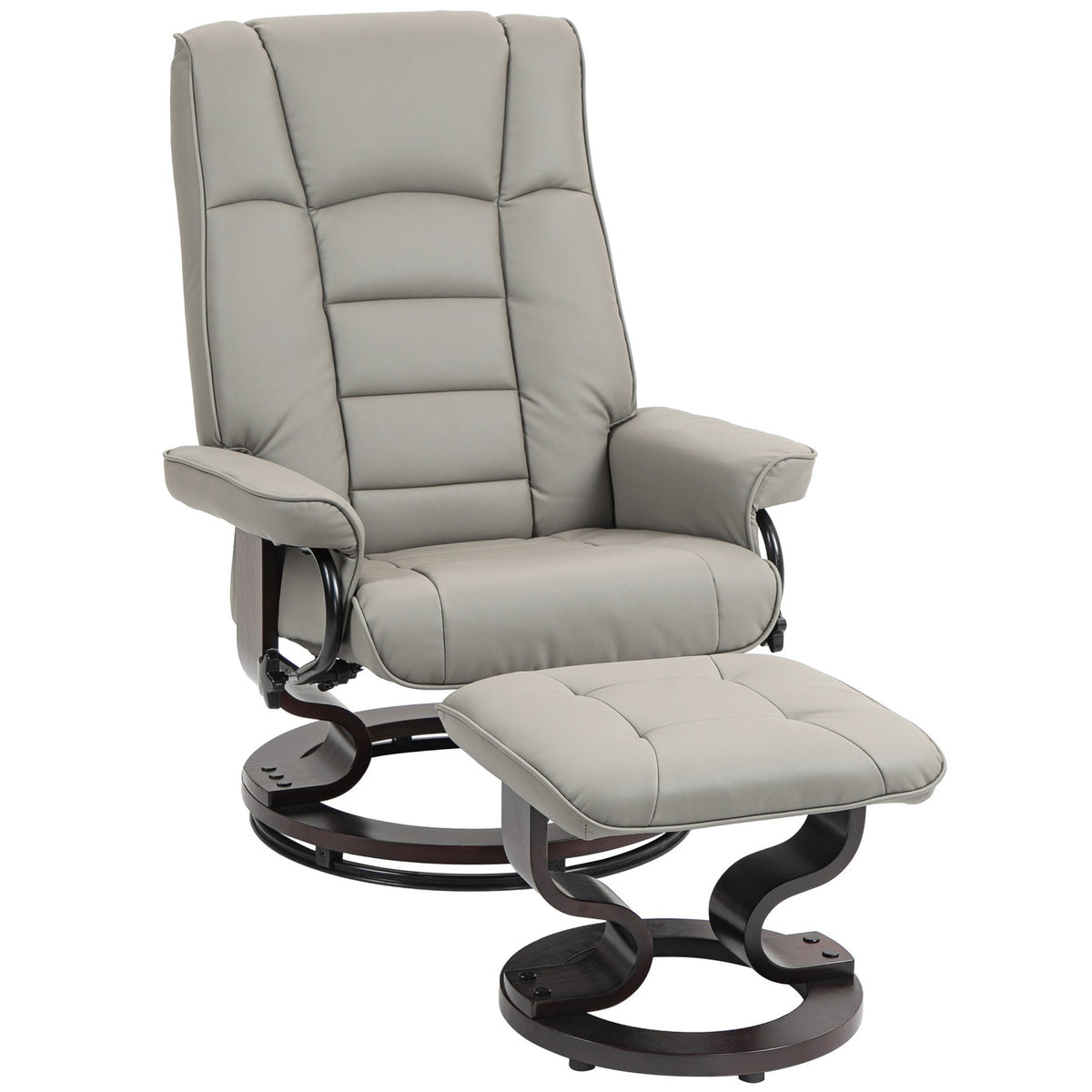 Liegender Relaxsessel mit Hocker, Kunstleder, grau