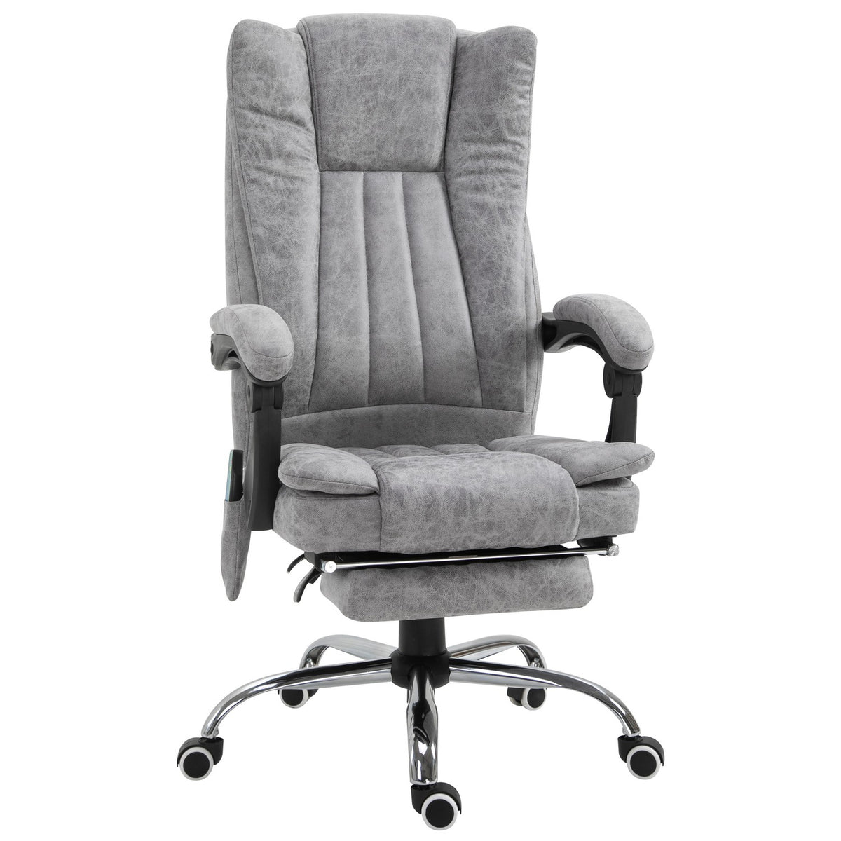 Fauteuil de massage allongé gris avec chauffage et repose-pieds