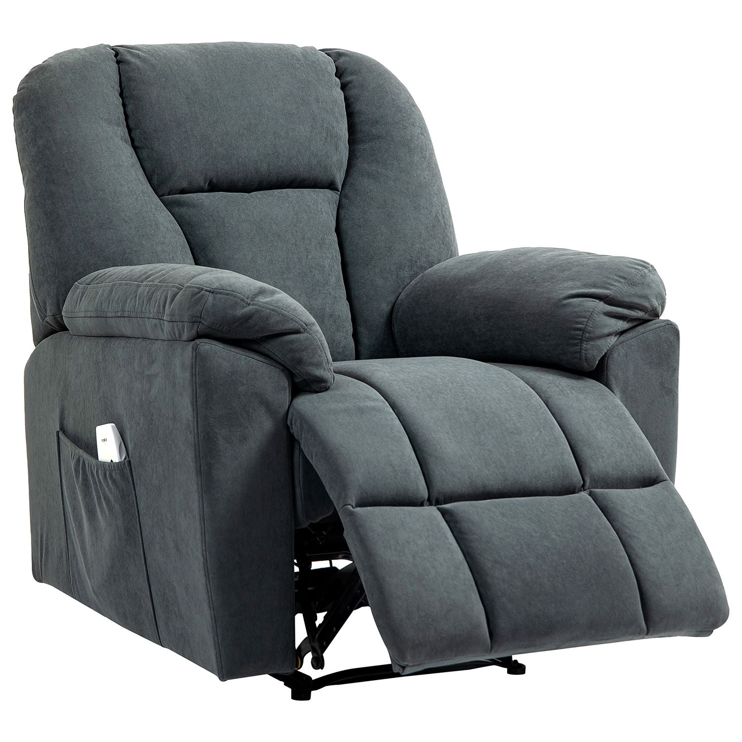 Liggande massagestol m/ värme & USB, mörkgrå