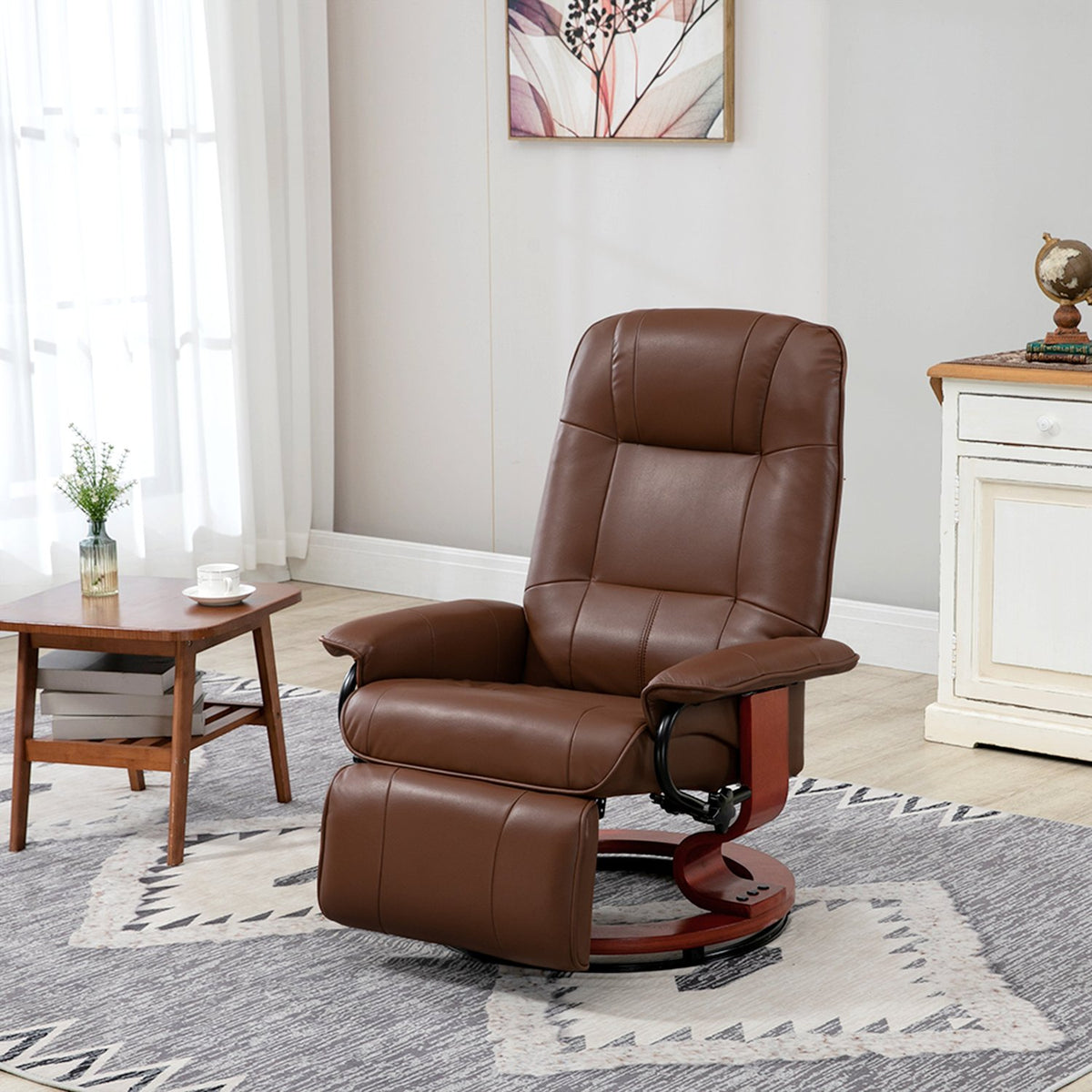 Chaise pivotante allongée, similicuir avec repose-pieds