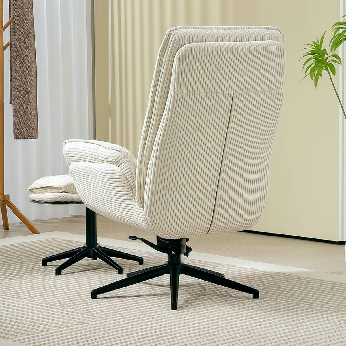 Transat beige pivotant 360° avec tabouret