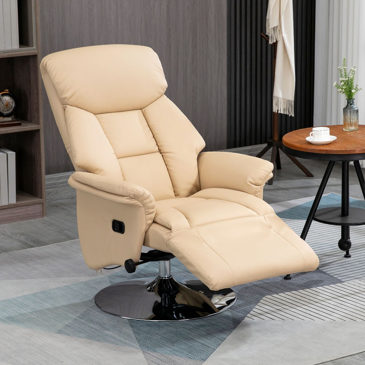 Liggstol, konstläder, 360° vridbar, beige