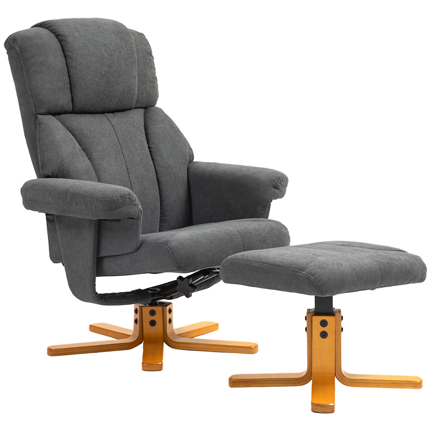 Liggstol med ottoman, 150 kg Max, mörkgrå, 79x80x104cm