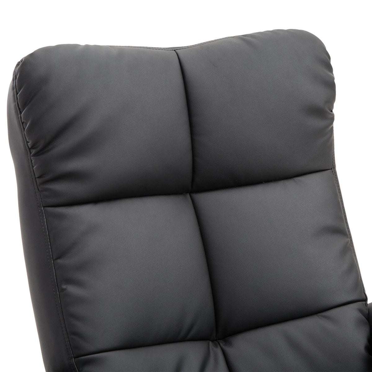Sdraio con pouf, girevole 360°, similpelle PU nera
