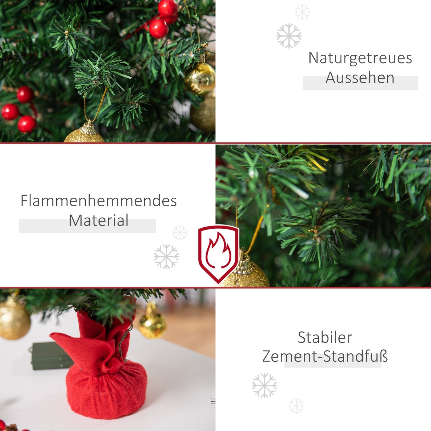 Liten grön julgran med LED-lampor och bär