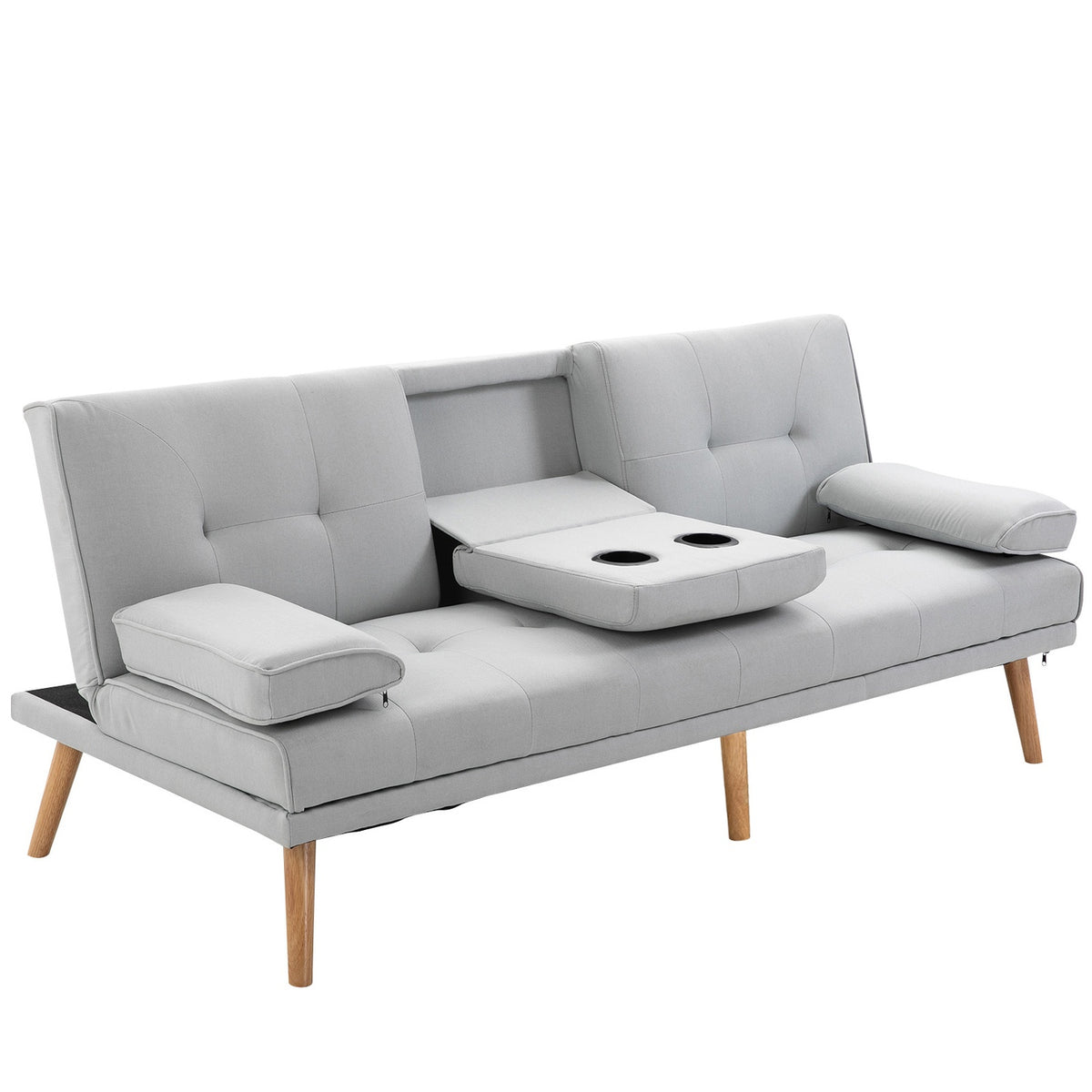 Divano letto in lino grigio chiaro, 3 posti, 181x77x72 cm