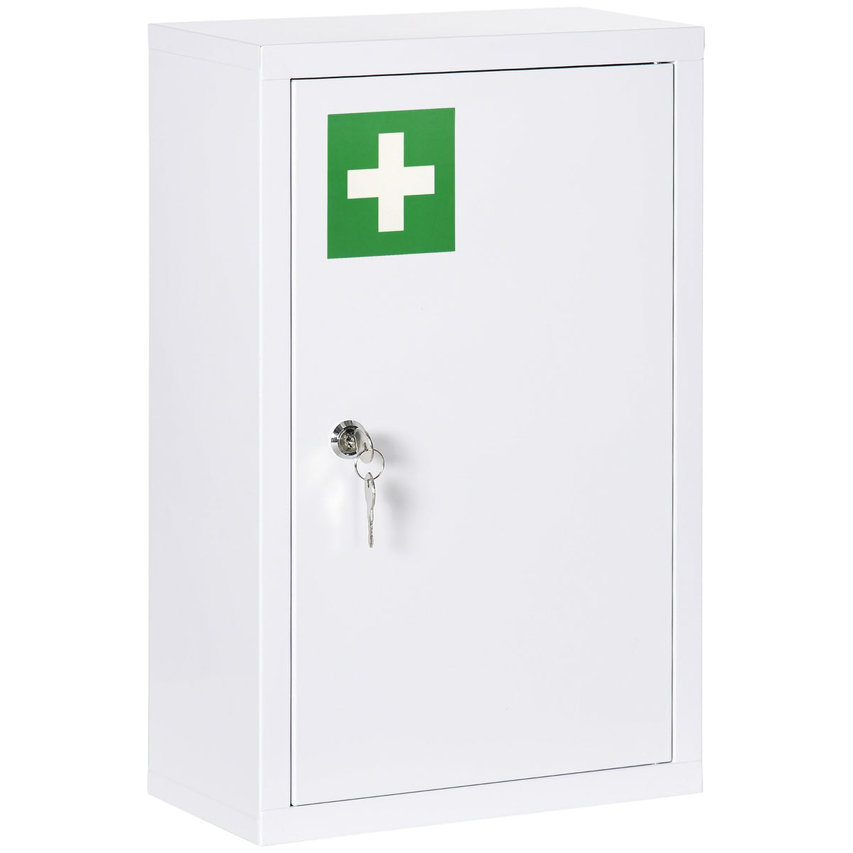 Abschliessbarer Medizinschrank aus Stahl, 3 Regale, 2 Schlüssel, weiss