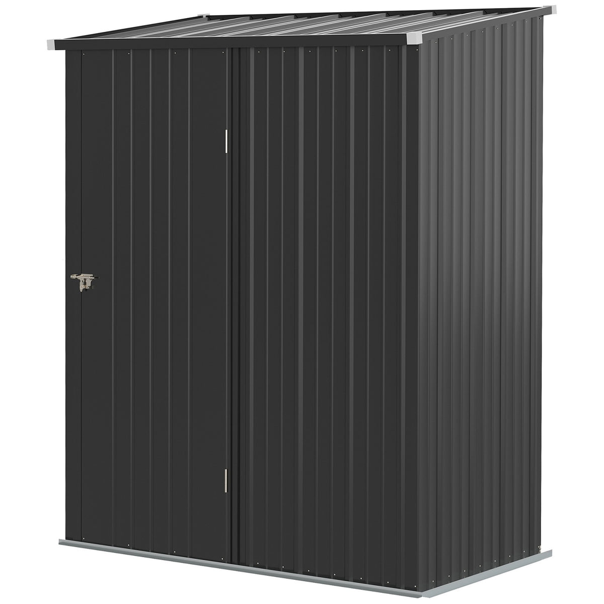 Abri de jardin verrouillable en acier 1,34m² – noir, toit en pente
