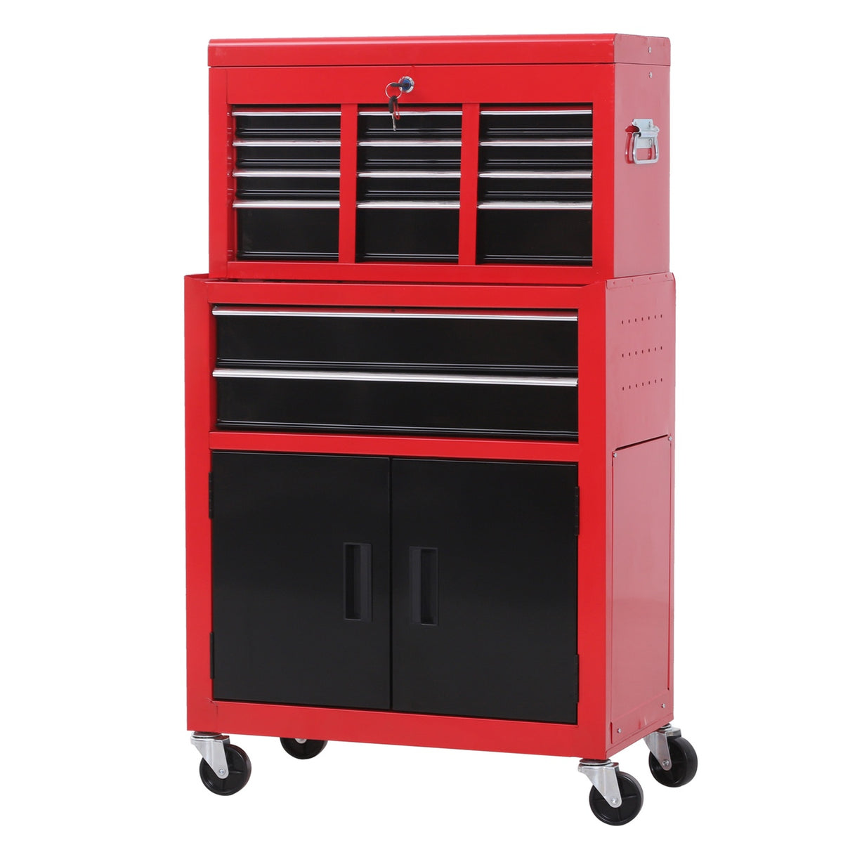Servante à outils verrouillable en métal avec 6 tiroirs et armoire