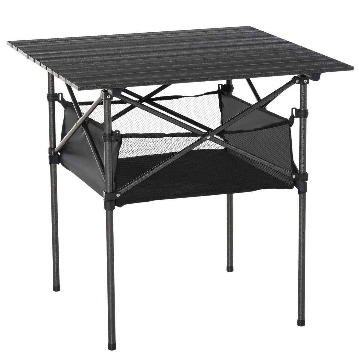 Table de camping pliante légère en aluminium noir 70x70x69cm