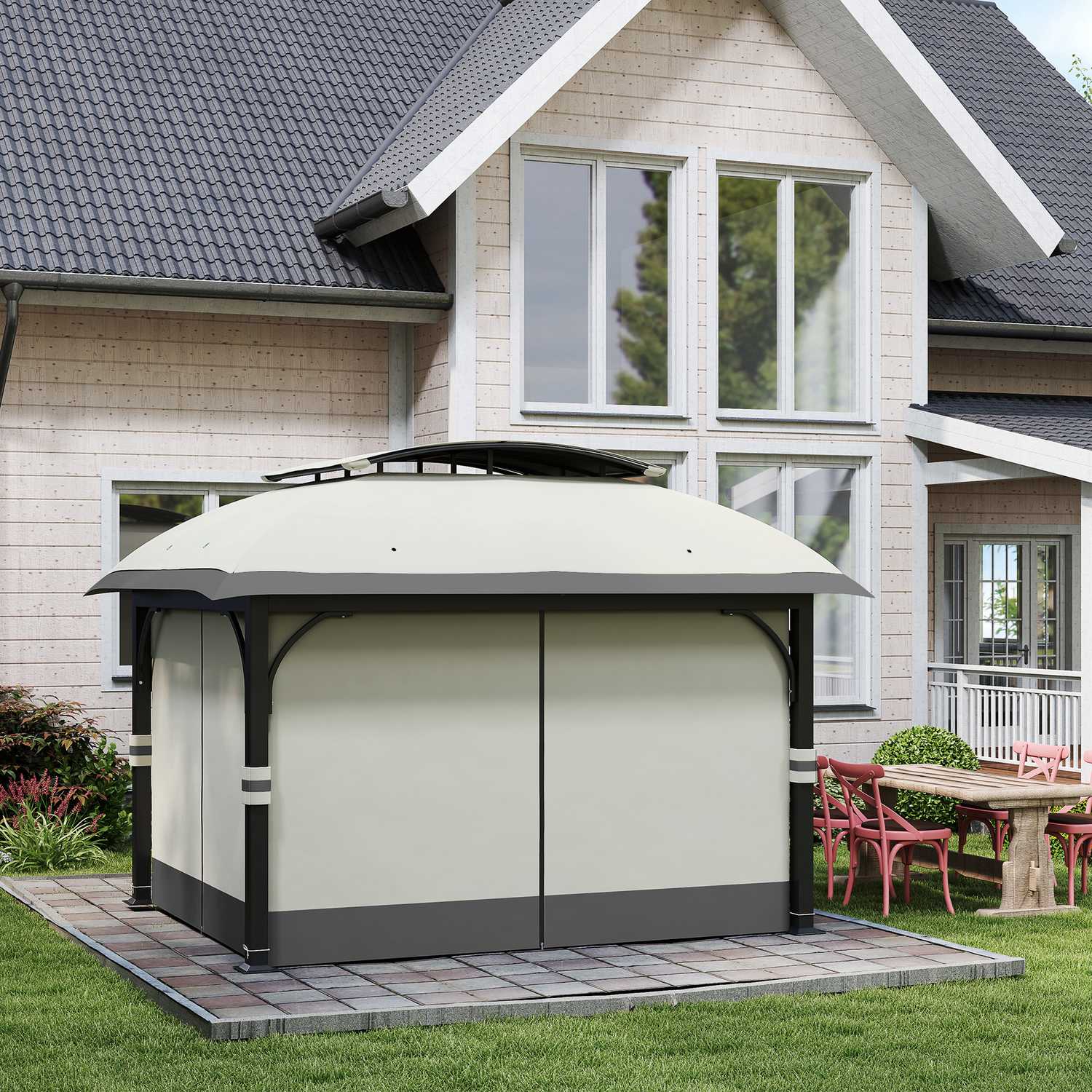 Lusthus med dubbelt tak, vattenavvisande, 4x3,3 m