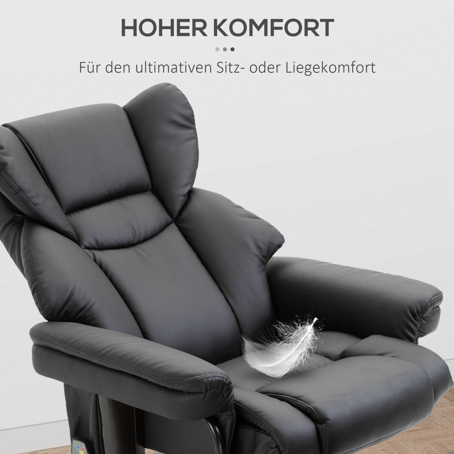 Massagefåtölj med fotpall, svart konstläder