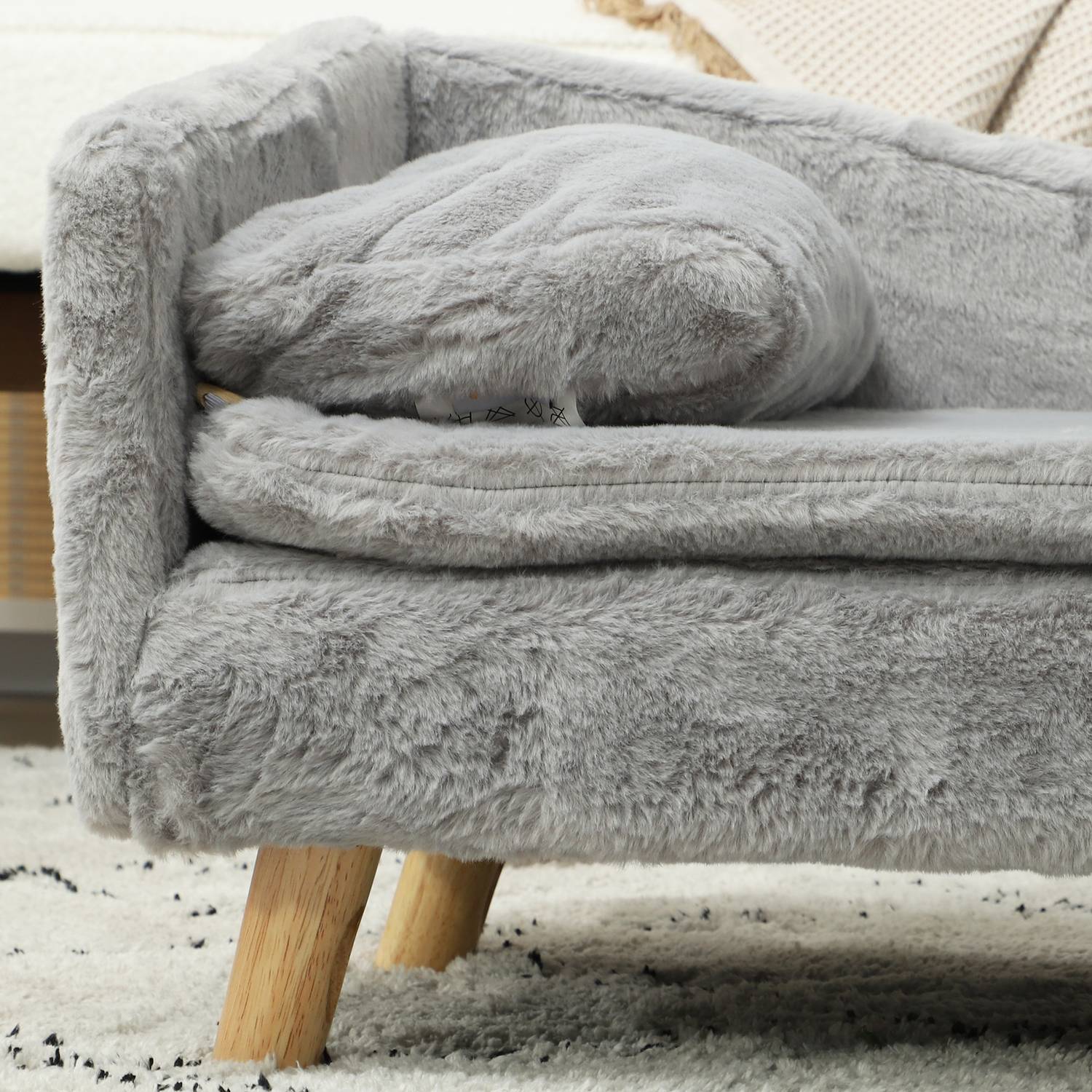 Medium hundsoffa med tvättbar kudde, förhöjd design