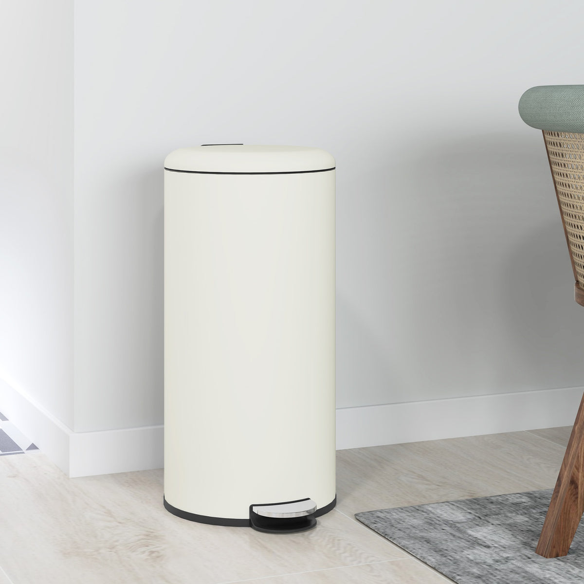 Poubelle à pédale en métal avec couvercle – 30L, seau intérieur inclus