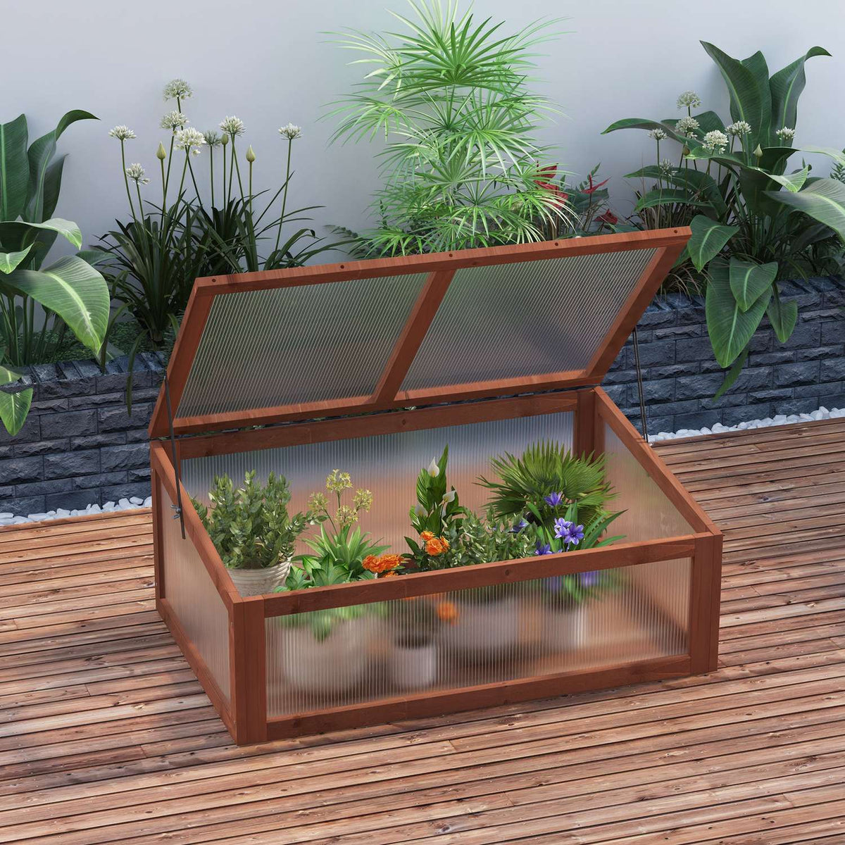 Mini-Frühbeet aus Holz – UV-geschütztes Gartengewächshaus