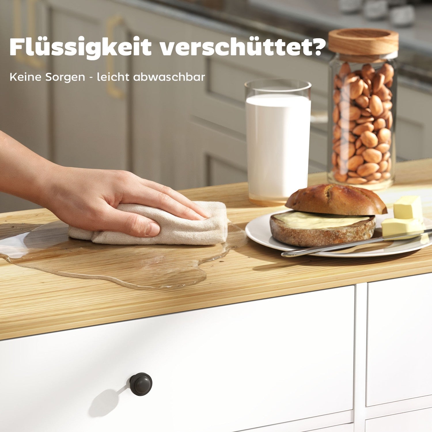 Mobil köksö, 2 lådor, kryddhylla, MDF, vit