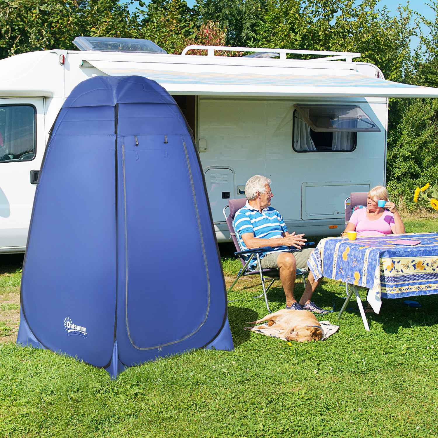 Mobilt Camping Duschtält - Vattentätt, Mörkblått, 120x120x190 cm