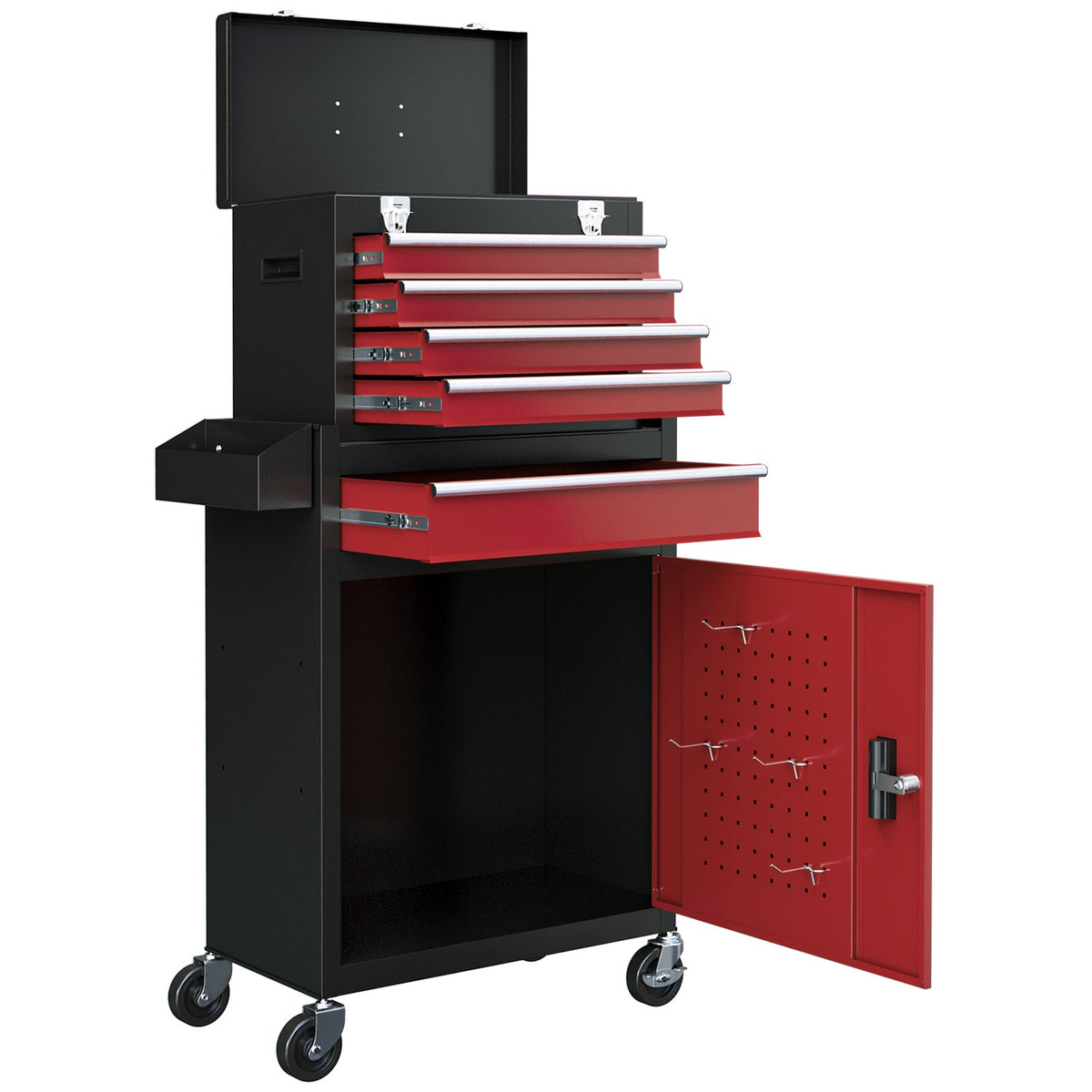 Servante d'atelier mobile en acier, 5 tiroirs, verrouillable, charge 130 kg