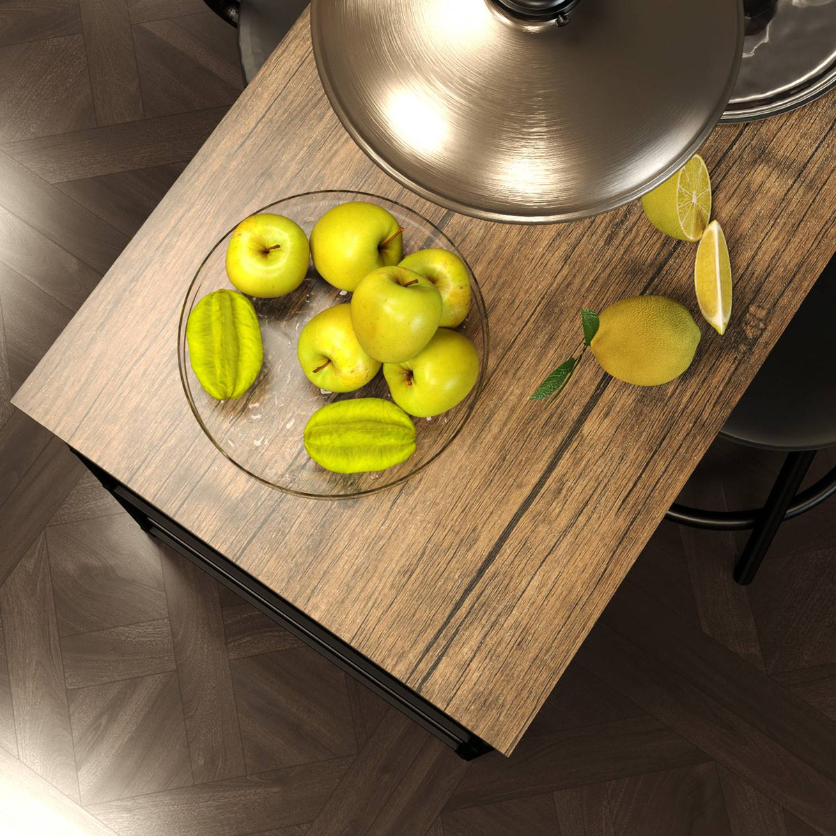 Modernes Bartisch-Set, 3 Teile mit Aufbewahrungsregalen