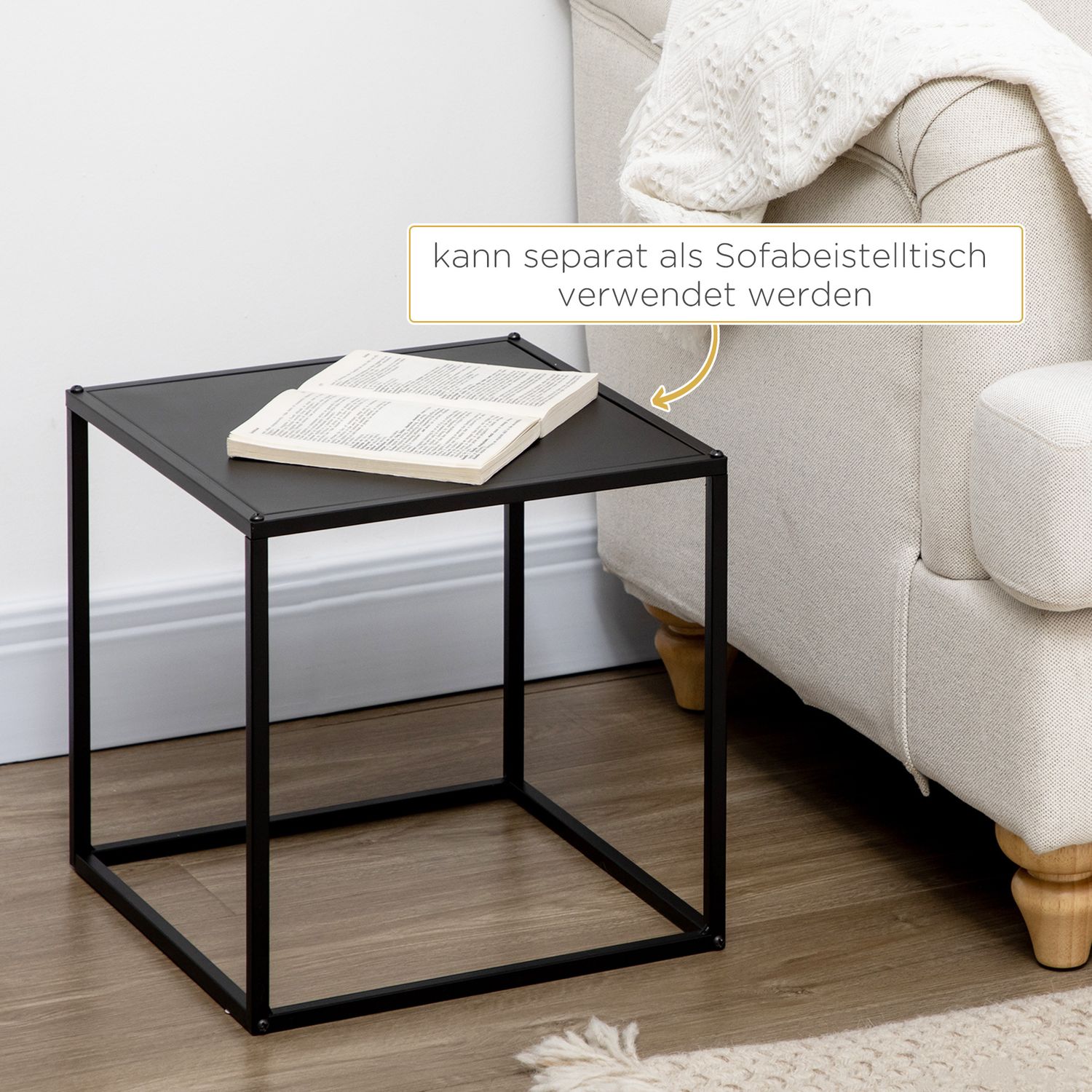 Modernt soffbord set om 2 – Svart stålstomme, 120x59x45Cm