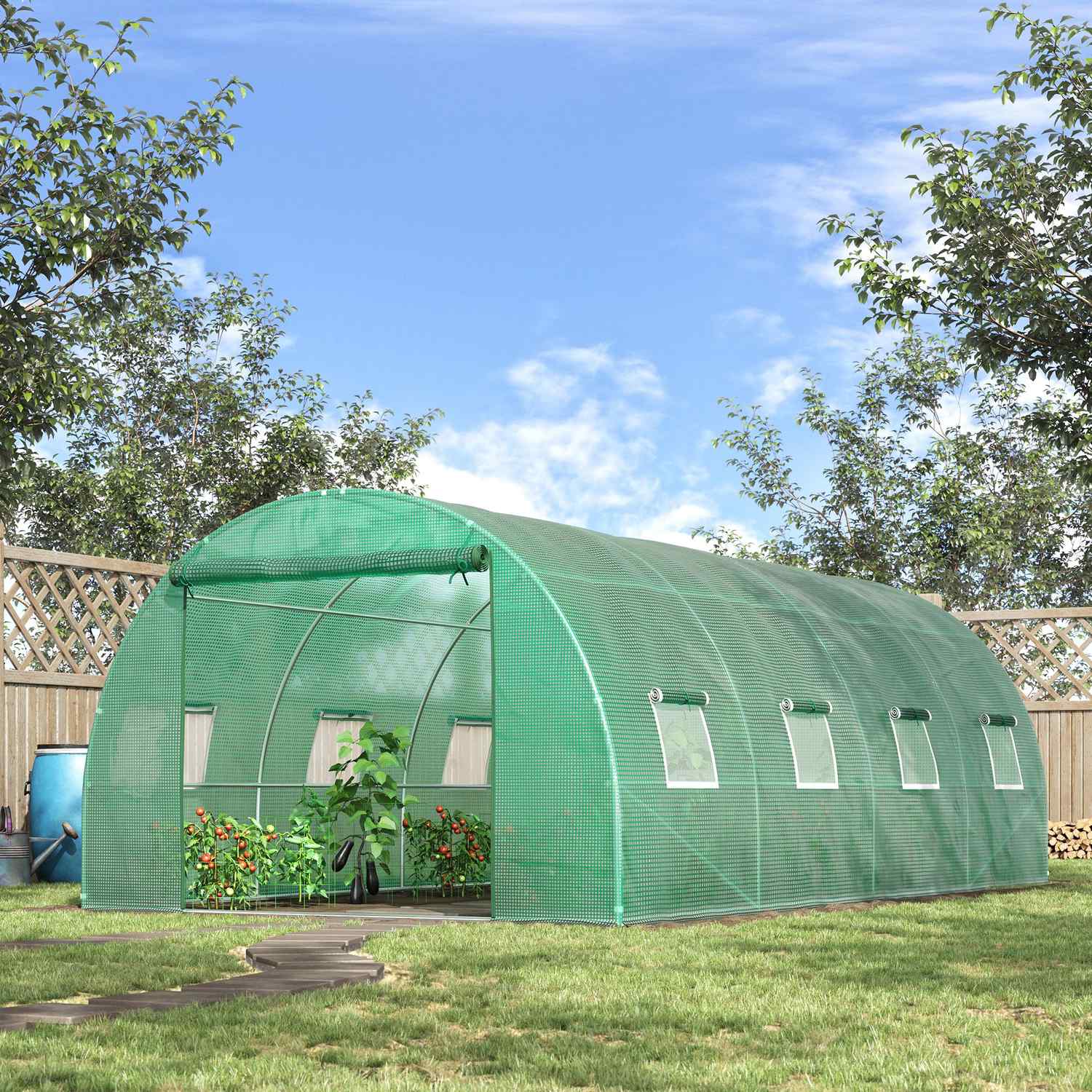 Modulärt 6x3x2m växthus, UV-beständigt, med upprullbara sidor