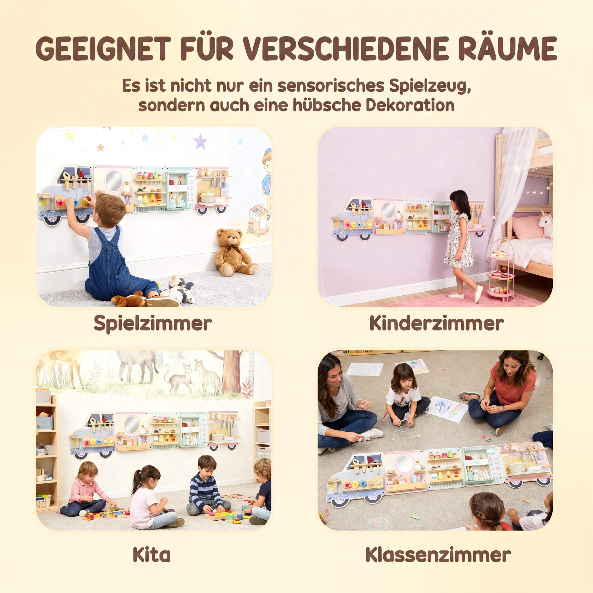 Montessori lastbilsvägg, aktivitetstavla, 163,8 cm, ålder 3+
