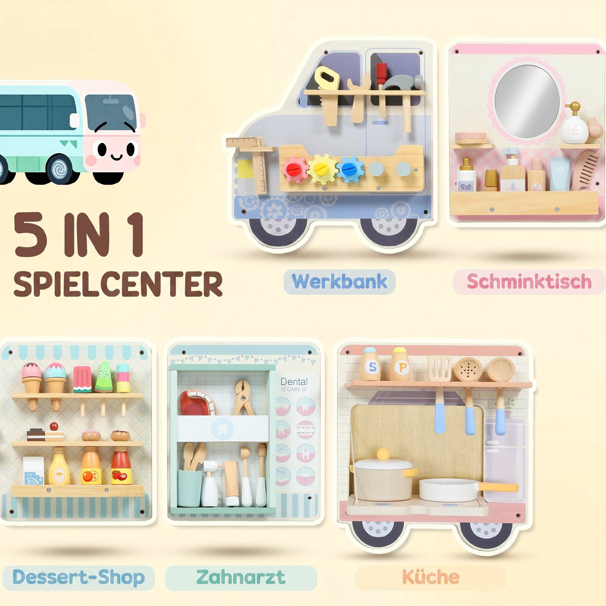 Montessori lastbilsvägg, aktivitetstavla, 163,8 cm, ålder 3+