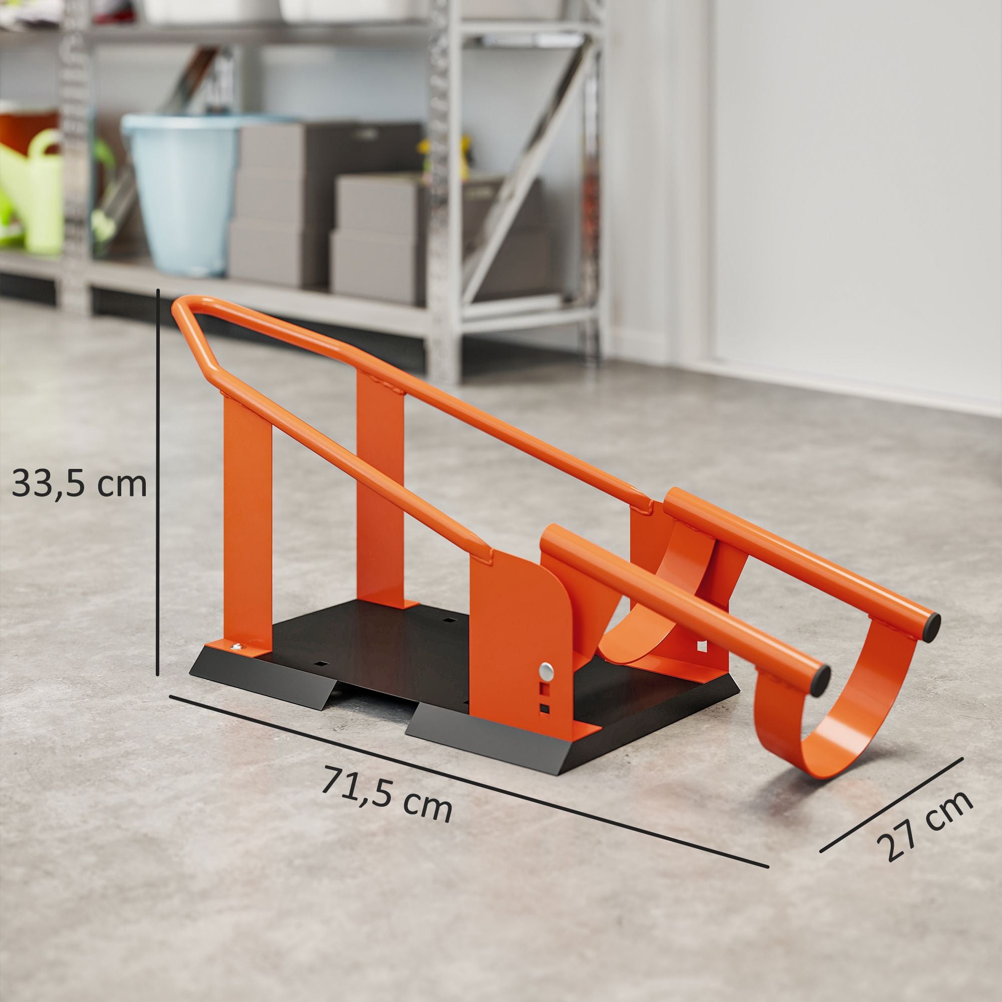 Motorcykelhjulskloss, justerbar, stål, 816,5 kg kapacitet