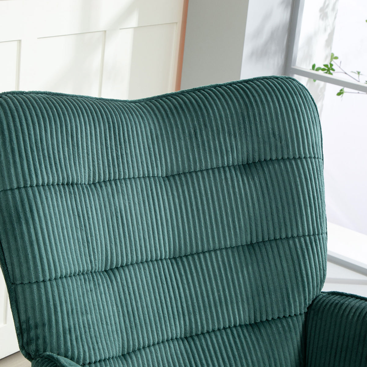 Fauteuil à bascule vert foncé – patins en bois, fauteuil de détente