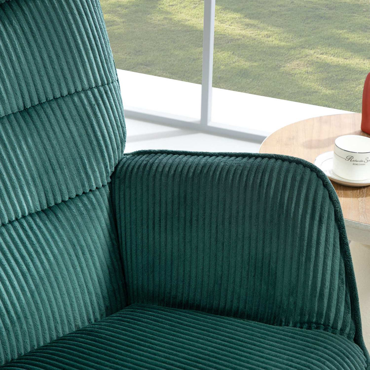 Fauteuil à bascule vert foncé – patins en bois, fauteuil de détente