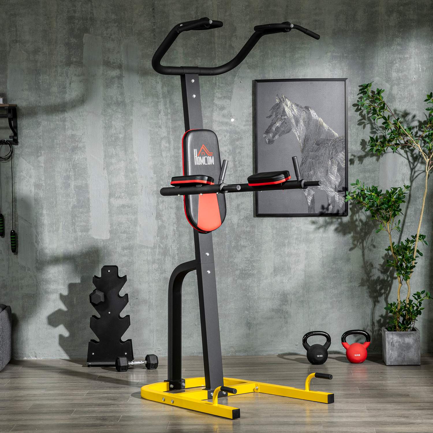 Multifunktionell doppstation för pull-ups och magträning, stål