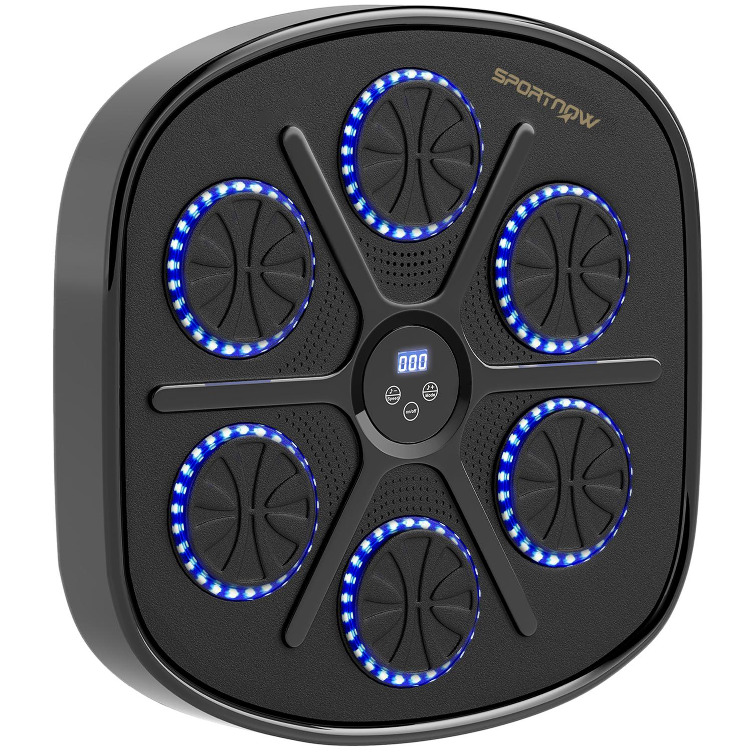 Musikboxningsmaskin, elektronisk Bluetooth-boxningsmaskin med LED-lampor, musik, väggmonterad boxningsmål för vuxna, hemmaträning, svart