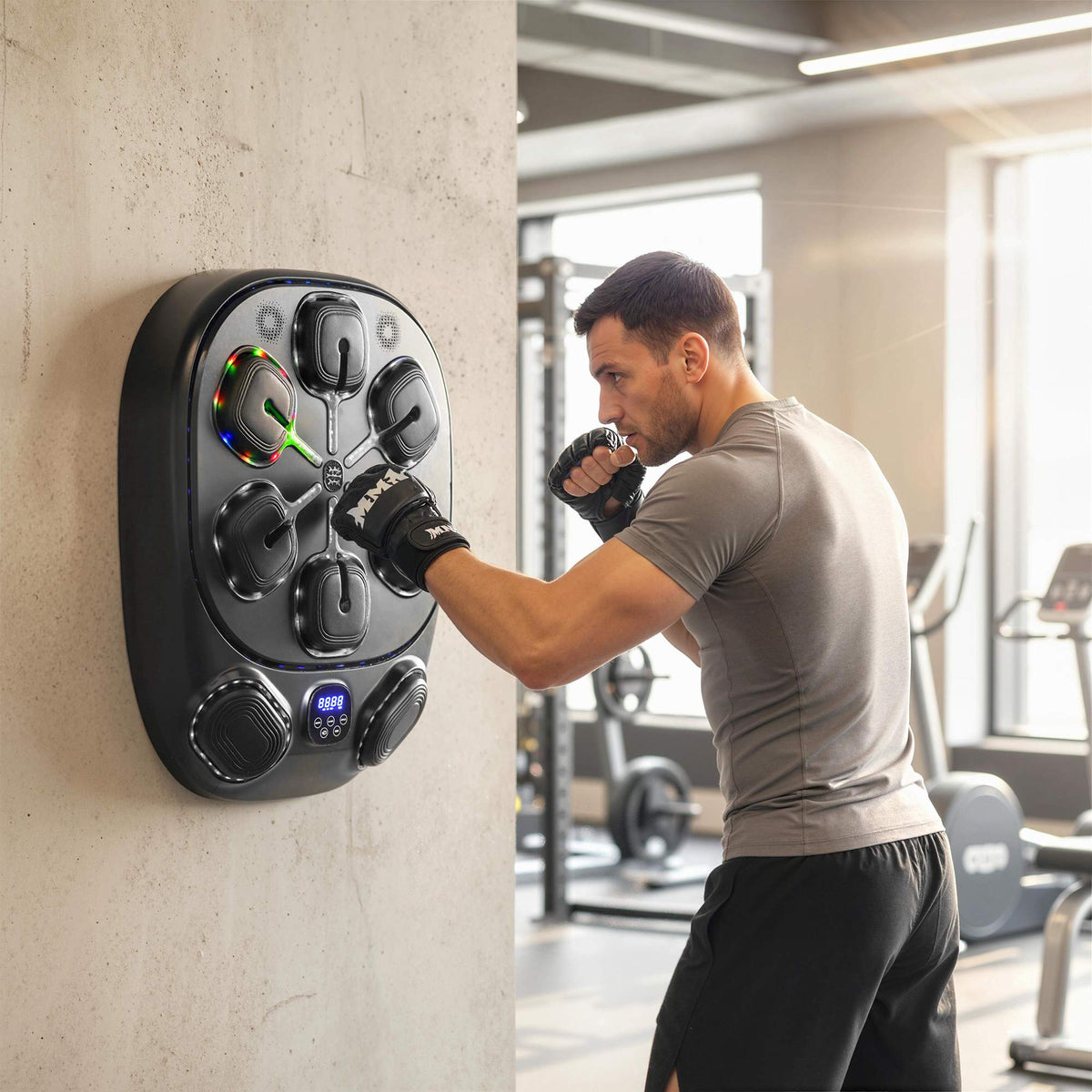 Musikboxningsmaskin med LED-lampor och Bluetooth