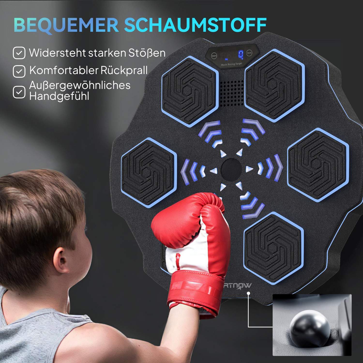 Musikdosa, Bluetooth-högtalare, väggmonterbar, 9 hastigheter och lägen, LED-lampor, svart