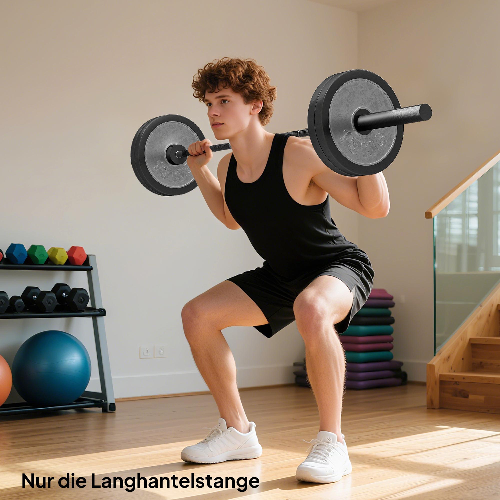 Olympisk skivstång, 180 cm stål, 200 kg kapacitet, svart