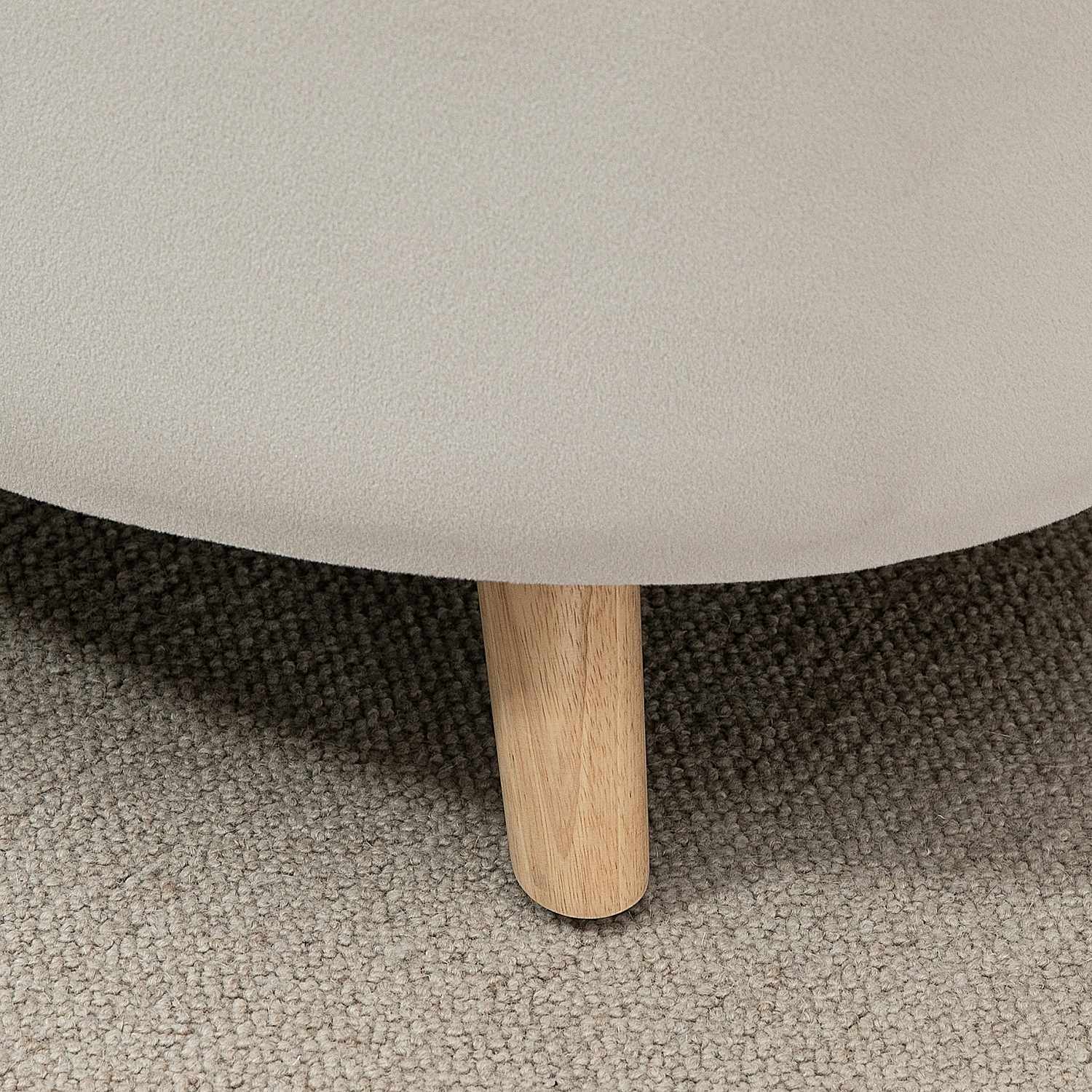 Oval stoppad förvaringsbänk - sammetslook, beige, 71x51,5x42 cm