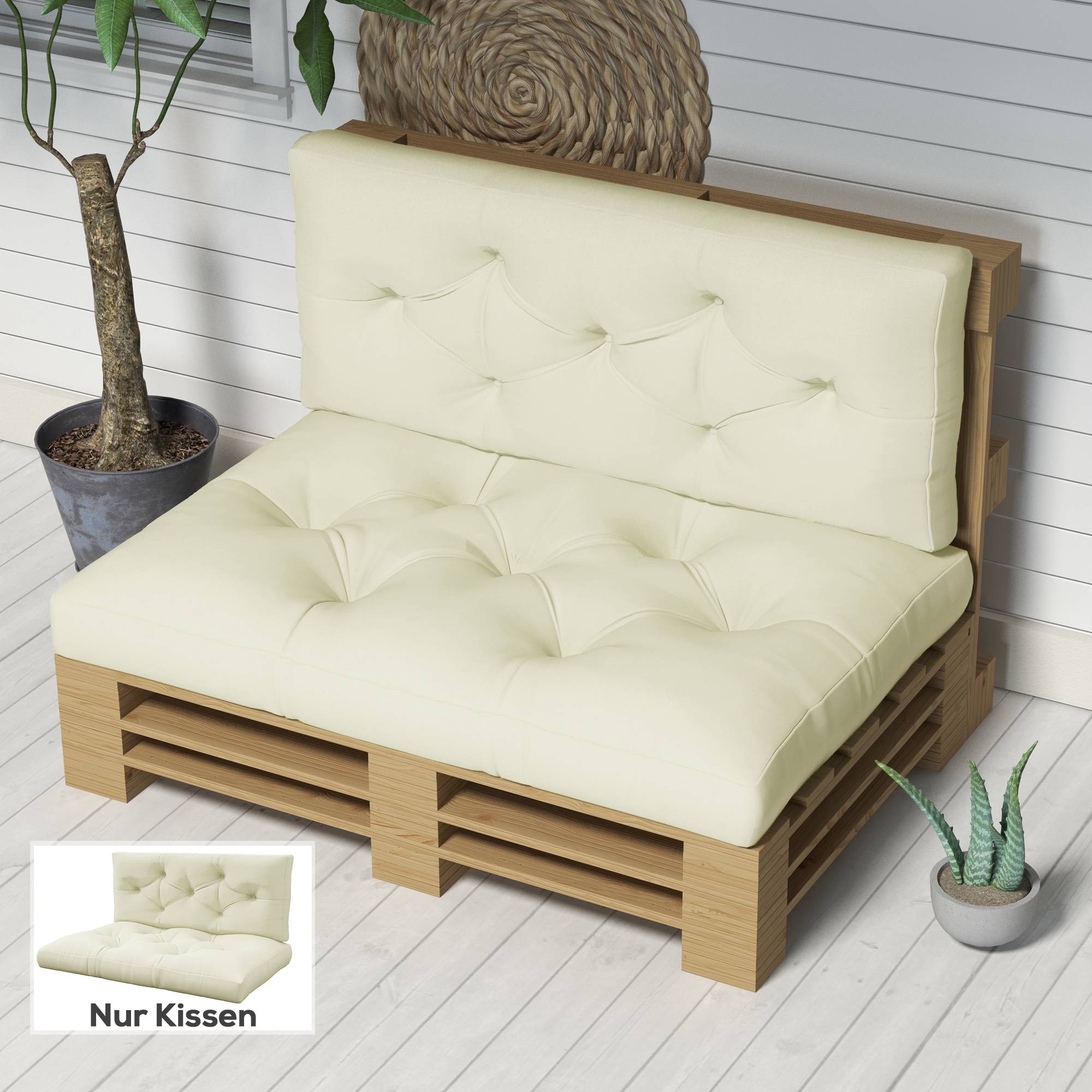 Palldynset för utomhusbruk, 2 delar, 120x80 cm krämfärgad