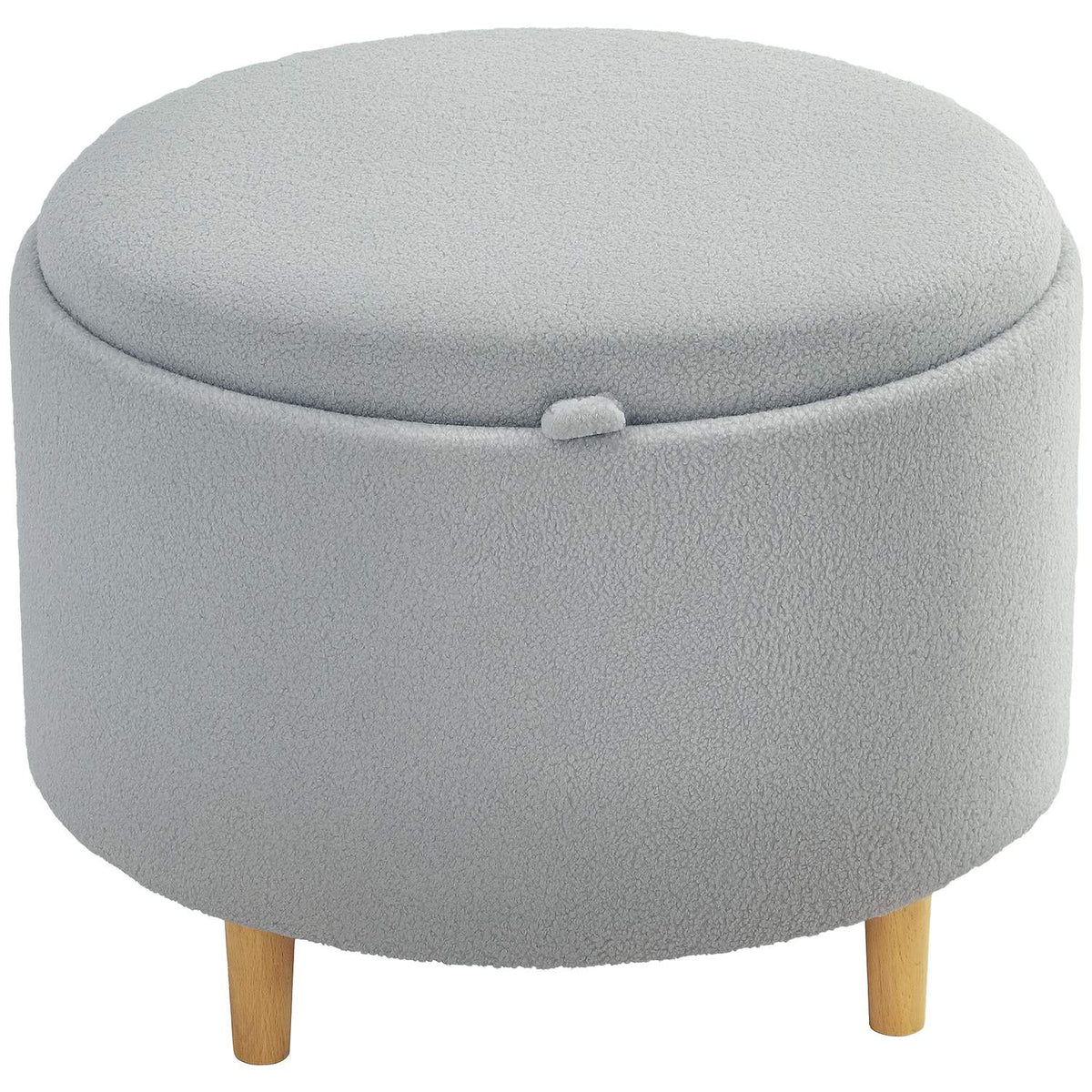 Pall stoppad pall, teddy fleece, dolt förvaringsutrymme, vändbart lock, 56 cm x 56 cm x 42 cm, grå