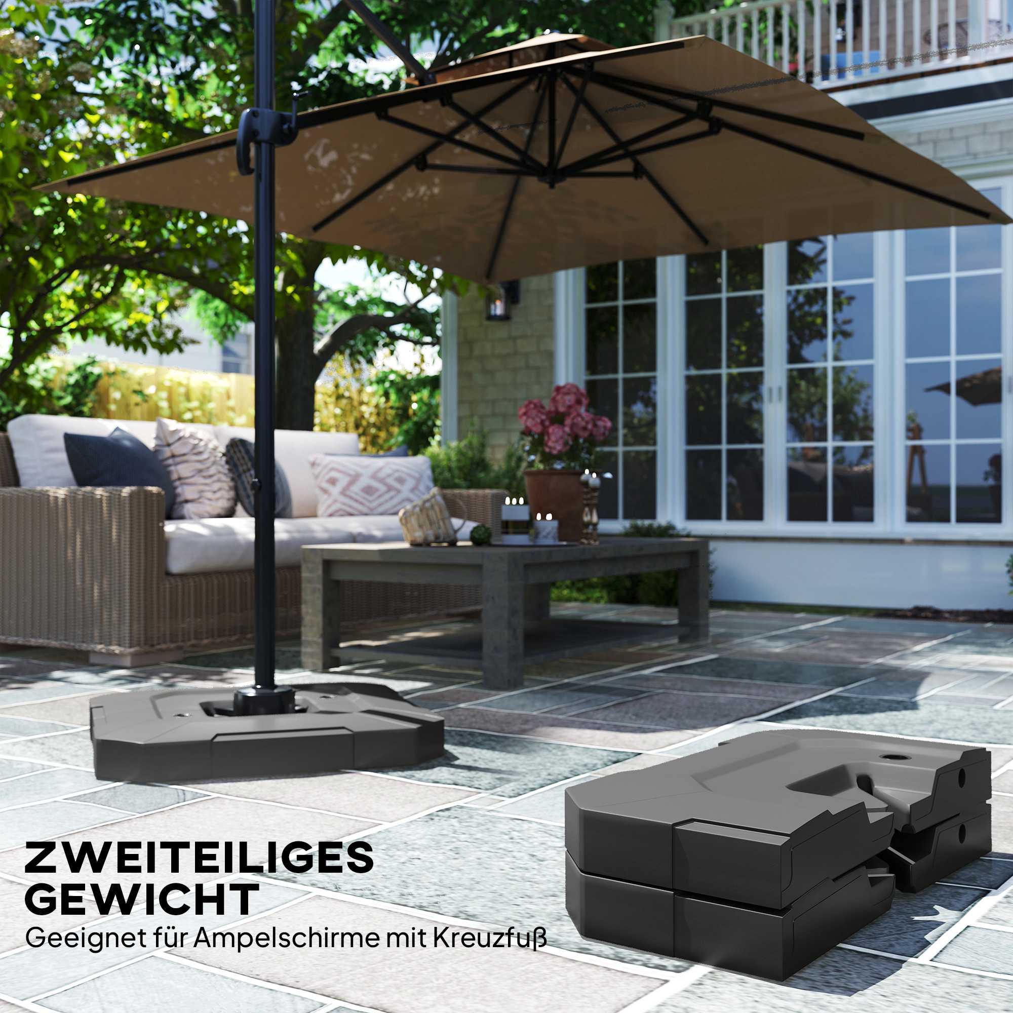 Paraplyfotvikter, 2-delade, HDPE, 80-105 kg kapacitet